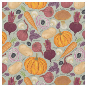 Retro background from fresh vegetables fabric