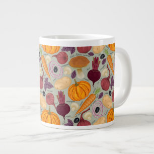 Retro background from fresh vegetables giant coffee mug