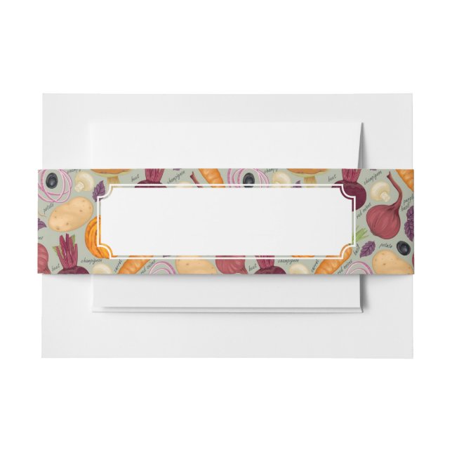 Retro background from fresh vegetables invitation belly band (Front Example)