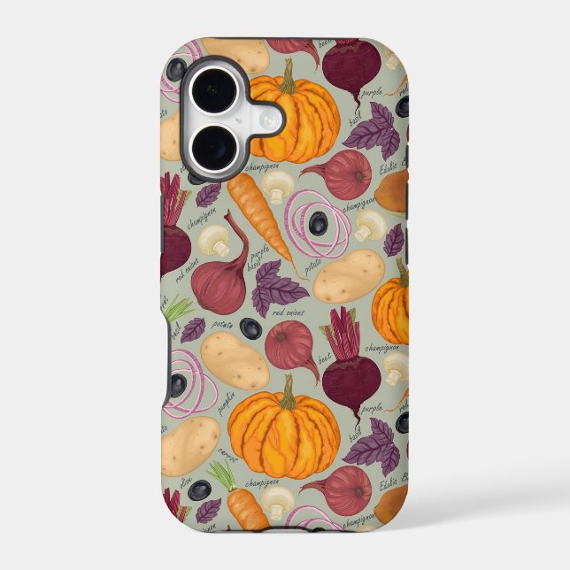 Retro background from fresh vegetables iphone case (Back)