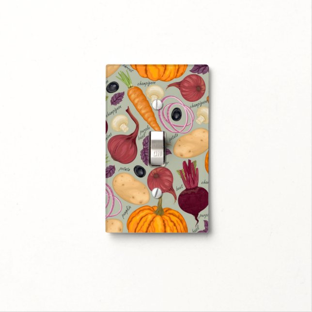 Retro background from fresh vegetables light switch cover (In Situ)