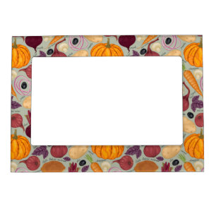 Retro background from fresh vegetables magnetic photo frame