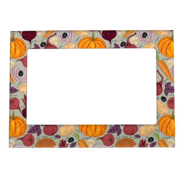 Retro background from fresh vegetables magnetic photo frame (Front)