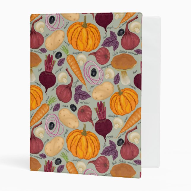Retro background from fresh vegetables mini binder (Front/Inside)