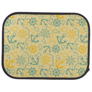 Retro background with anchor, ropes car floor mat