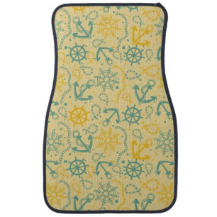 Retro background with anchor, ropes car mat