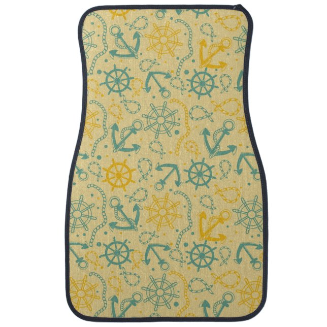 Retro background with anchor, ropes car mat (Front)