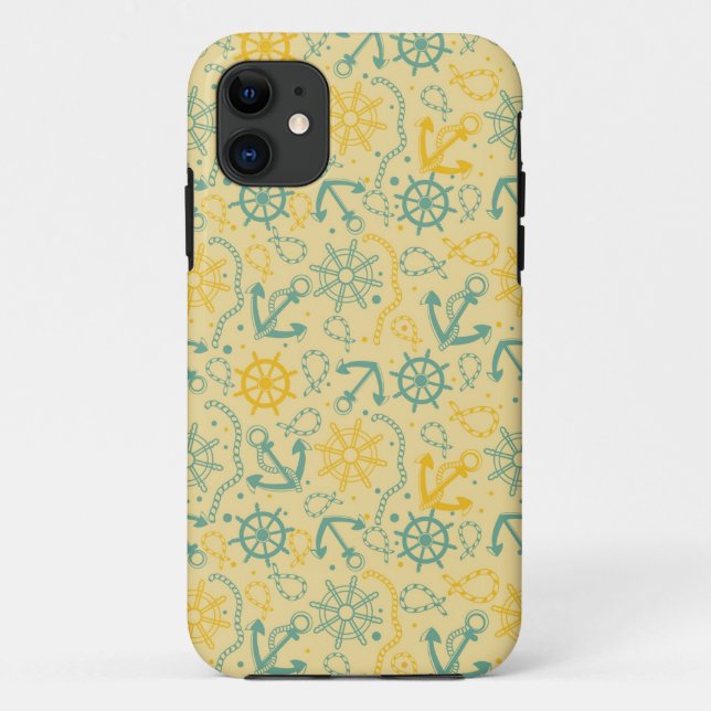 Retro background with anchor, ropes Case-Mate iPhone case (Back)