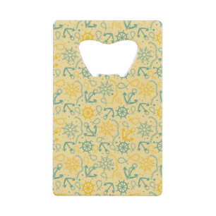 Retro background with anchor, ropes credit card bottle opener