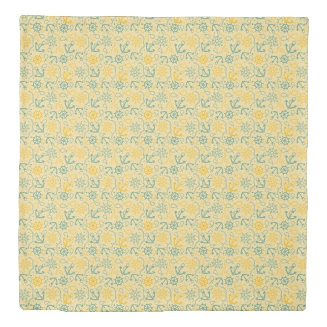 Retro background with anchor, ropes duvet cover (Front)