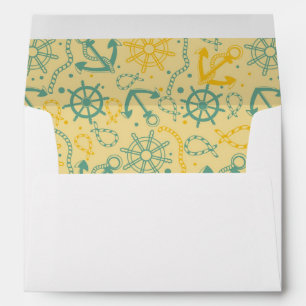 Retro background with anchor, ropes envelope