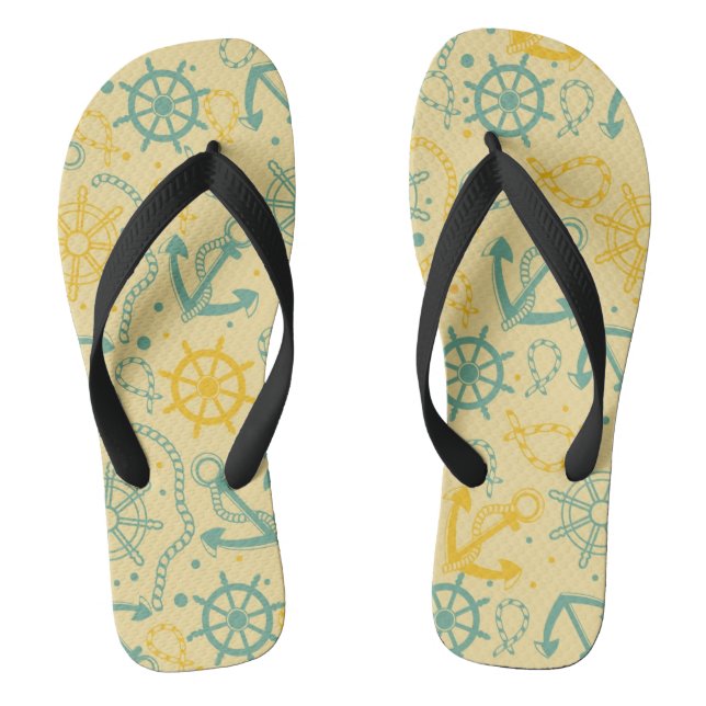 Retro background with anchor, ropes flip flops (Footbed)
