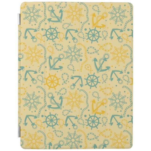 Retro background with anchor, ropes iPad smart cover (Front)