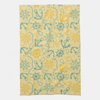 Retro background with anchor, ropes kitchen towel