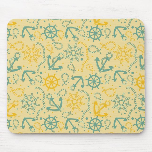 Retro background with anchor, ropes mouse pad (Front)