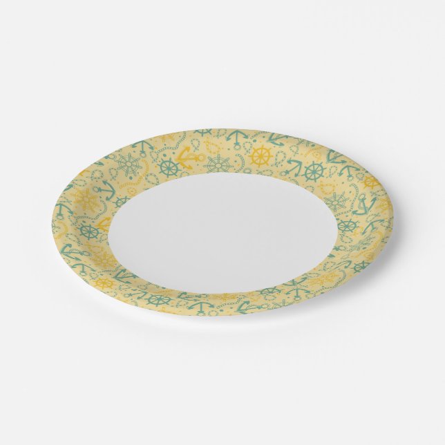 Retro background with anchor, ropes paper plates (Angled)