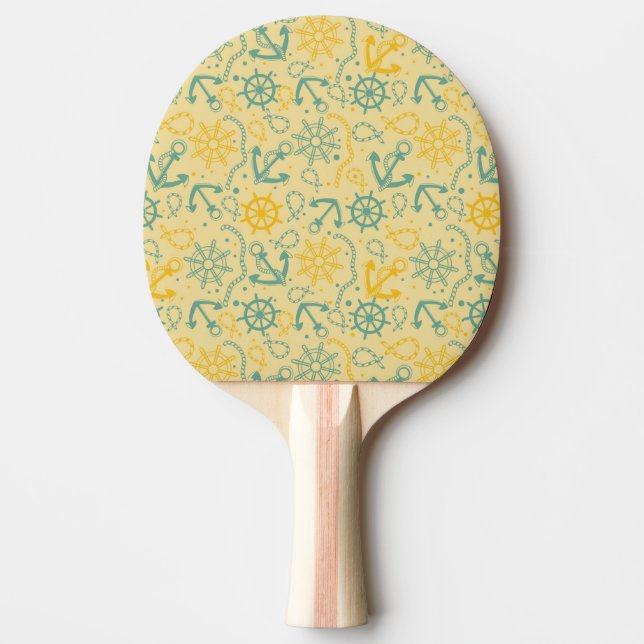 Retro background with anchor, ropes Ping-Pong paddle (Front)