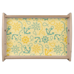 Retro background with anchor, ropes serving tray