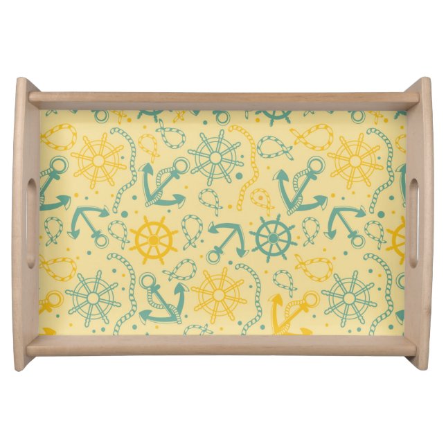 Retro background with anchor, ropes serving tray (Front)