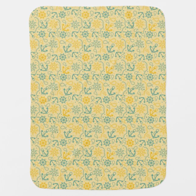 Retro background with anchor, ropes swaddle blanket (Front)