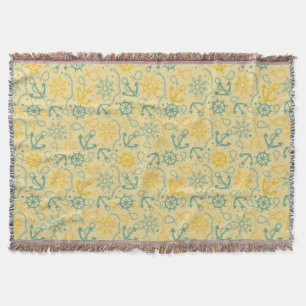 Retro background with anchor, ropes throw blanket