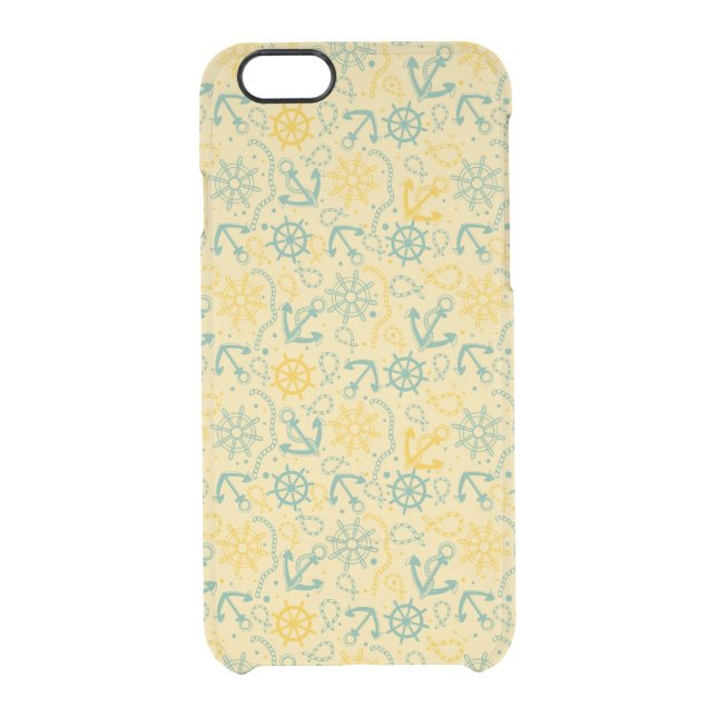 Retro background with anchor, ropes uncommon iPhone case (Back)