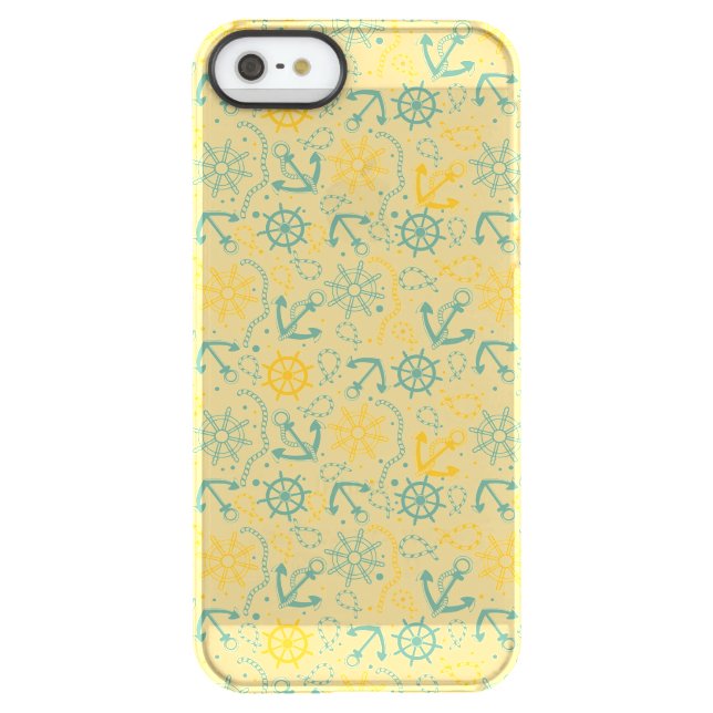 Retro background with anchor, ropes uncommon iPhone case (Back)