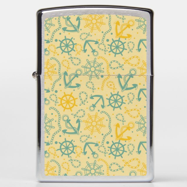 Retro background with anchor, ropes zippo lighter (Front)