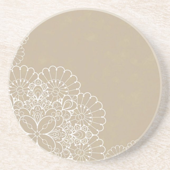 Retro background with lace ornament drink coaster (Front)