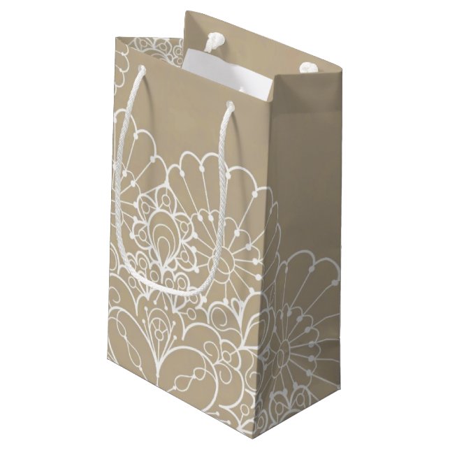 Retro background with lace ornament small gift bag (Back Angled)
