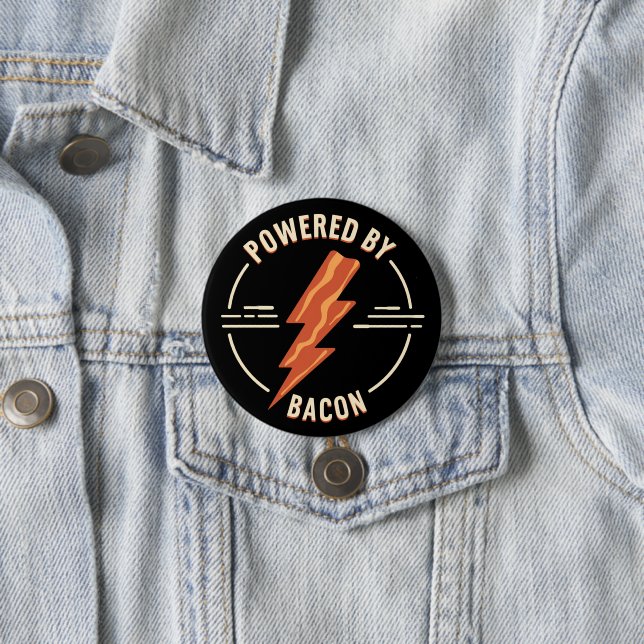 Retro Bacon Lover Funny Food Design with Lightning Button (In Situ)