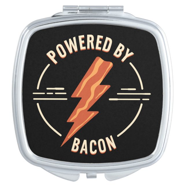 Retro Bacon Lover Funny Food Design with Lightning Compact Mirror (Front)