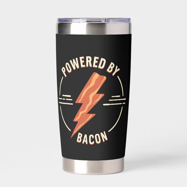Retro Bacon Lover Funny Food Design with Lightning Insulated Tumbler (Front)