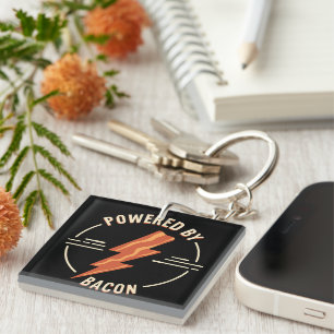 Retro Bacon Lover Funny Food Design with Lightning Keychain
