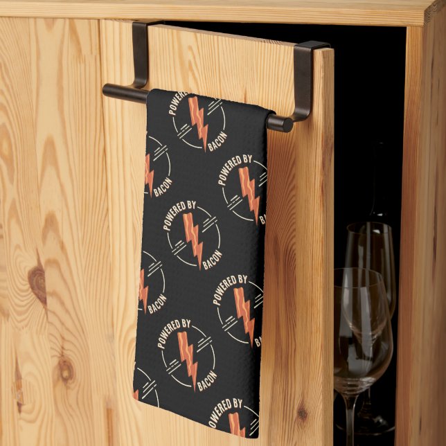 Retro Bacon Lover Funny Food Design with Lightning Kitchen Towel (Thirds Fold)
