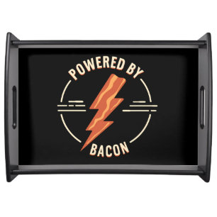 Retro Bacon Lover Funny Food Design with Lightning Serving Tray