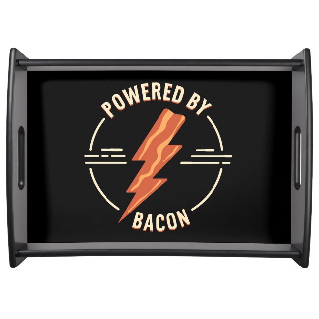 Retro Bacon Lover Funny Food Design with Lightning Serving Tray (Front)