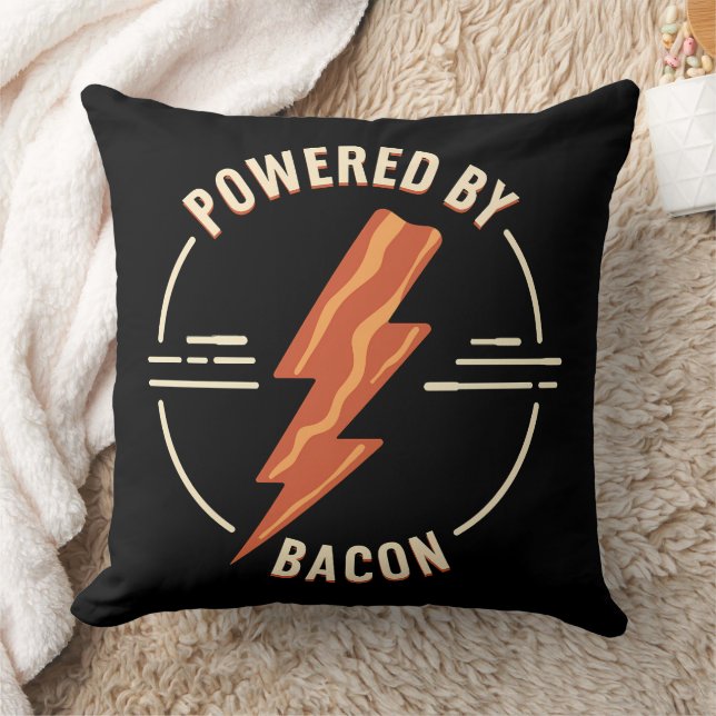 Retro Bacon Lover Funny Food Design with Lightning Throw Pillow (Blanket)