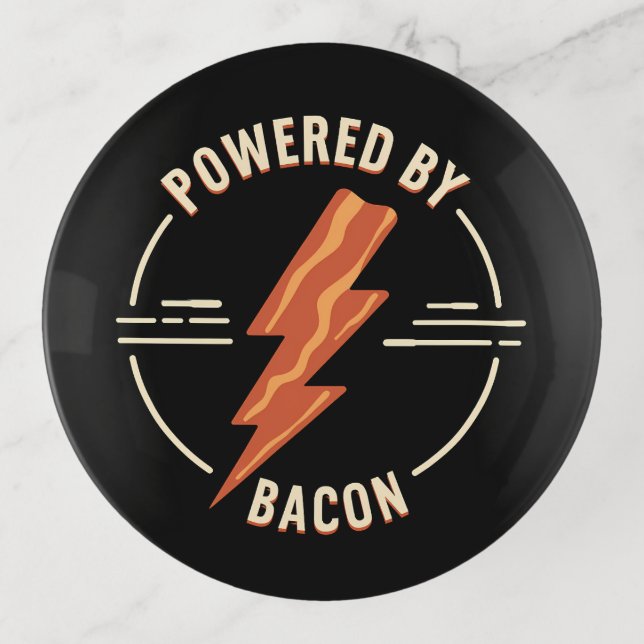 Retro Bacon Lover Funny Food Design with Lightning Trinket Tray (Front)