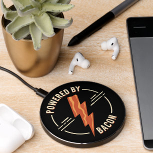 Retro Bacon Lover Funny Food Design with Lightning Wireless Charger