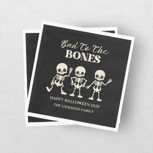 Retro Bad To The Bones Spooky Halloween Napkins