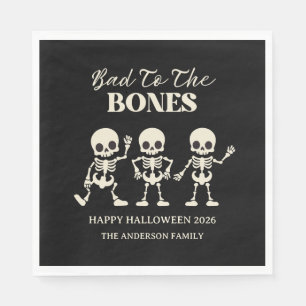 Retro Bad To The Bones Spooky Halloween Napkins
