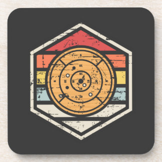 Retro Badge Crokinole Beverage Coaster