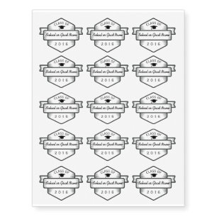 Retro Badge Logo Graduation Class of 2016 Temporary Tattoos