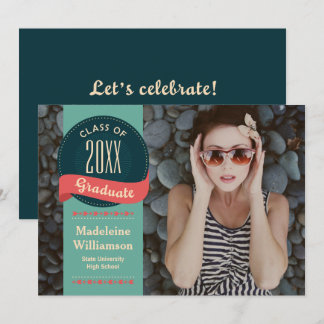 Retro Badge with Arrows Photo Graduation Invitation