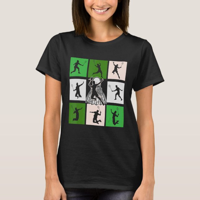 Retro Badminton Design T-Shirt (Front)
