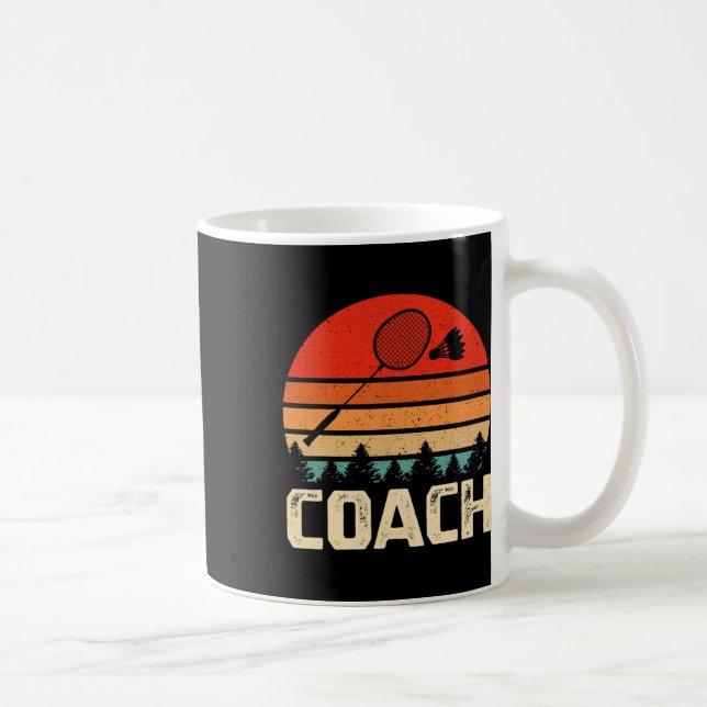 Retro Badminton Racket Shuttle Badminton Coach Gif Coffee Mug (Right)