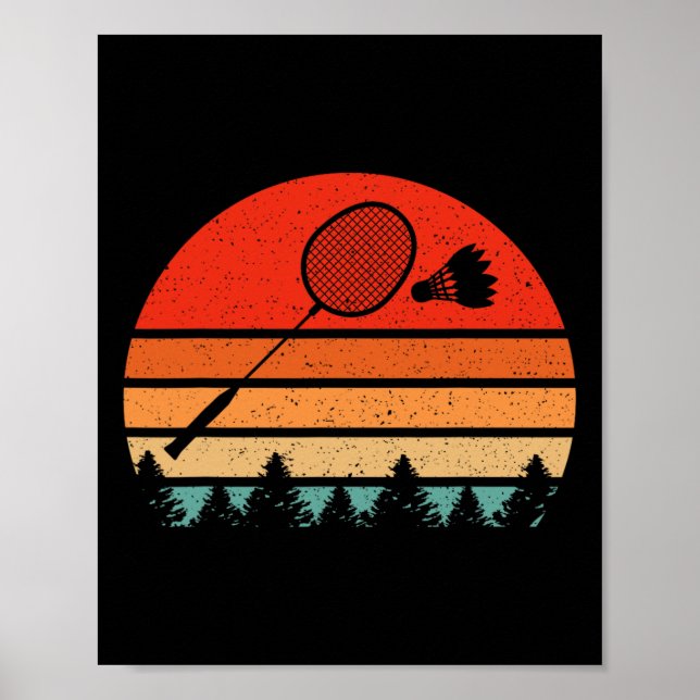 Retro Badminton Racket Shuttle Funny Badminton Pla Poster (Front)