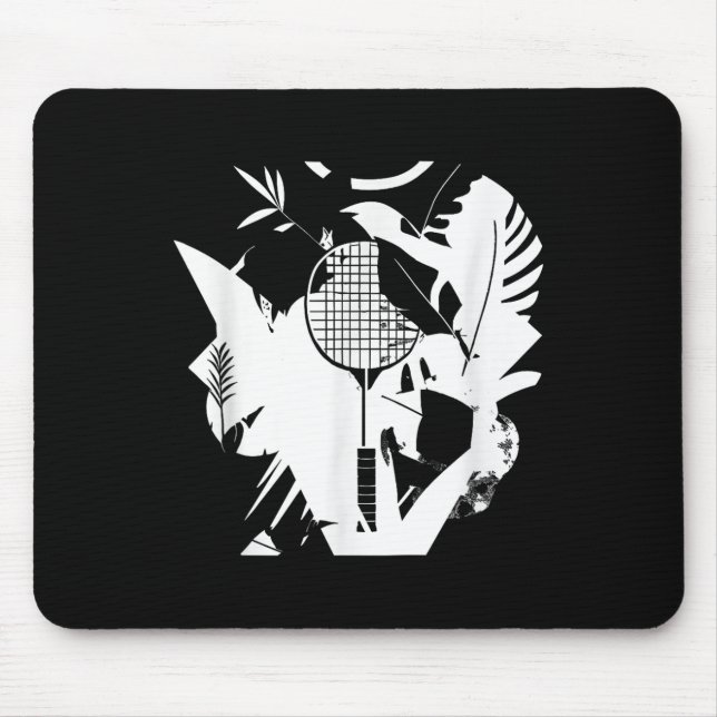 Retro Badminton Racket Shuttle Player  Mouse Pad (Front)