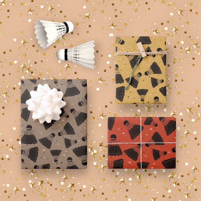 Retro Badminton Shuttlecock Pattern Wrapping Paper Sheets (Creator Uploaded)